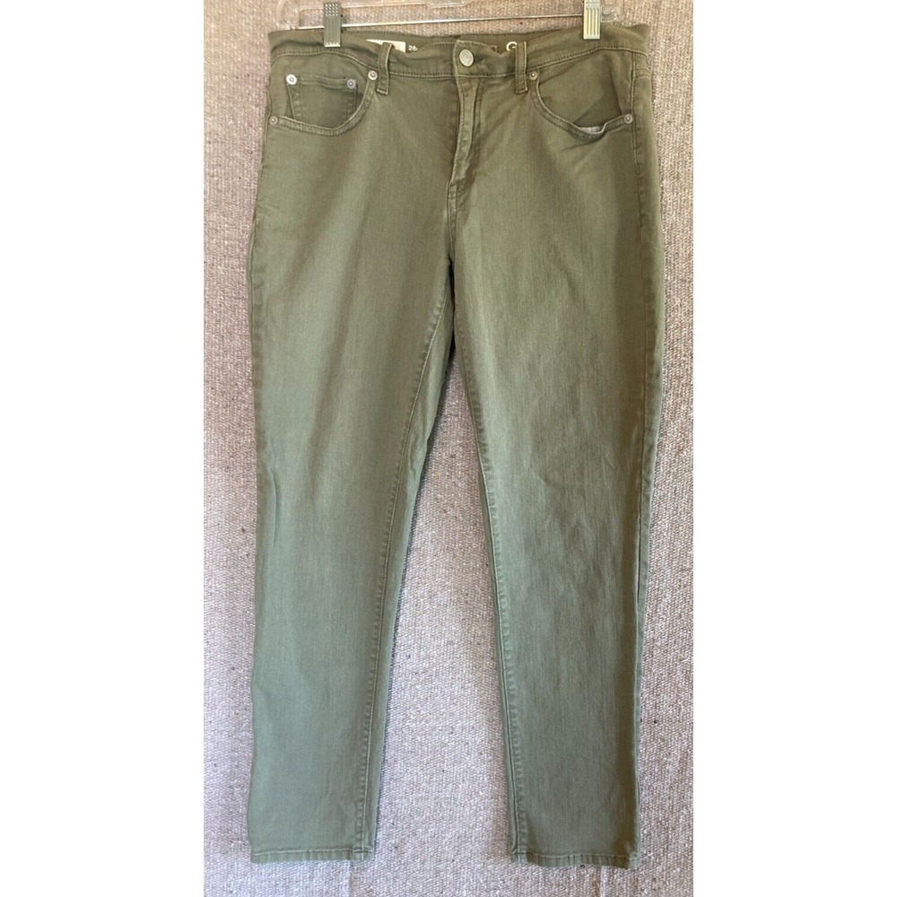 Gap 1969 Jeans Women's 28R Green‎ Girlfriend Denim Low Rise Dark Wash Preppy